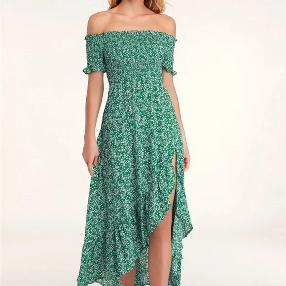 Lulus | Dresses | Lulus Flowy Green Floral Maxi Dress Perfect For Weddings  | Poshmark